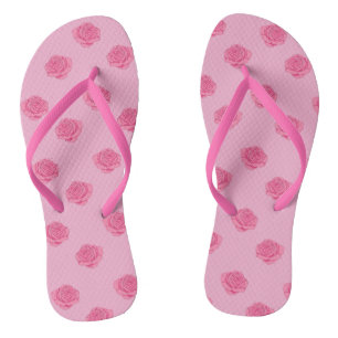 Pink roses flip flops