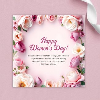Pink Roses Floral 8 March International Women Day