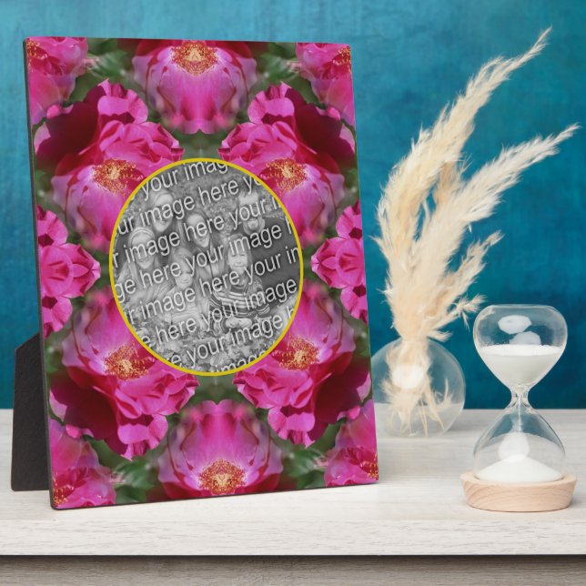 Pink Roses Floral Abstract Add Your Photo    Plaque (Side)