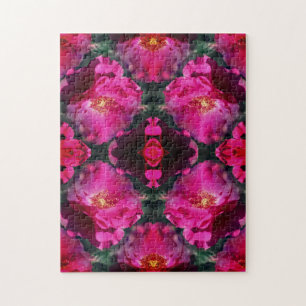 Pink Roses Floral Abstract Art Jigsaw Puzzle
