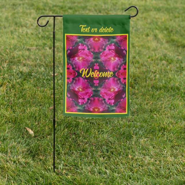 Pink Roses Floral Abstract Art Personalized Garden Flag (In SItu)