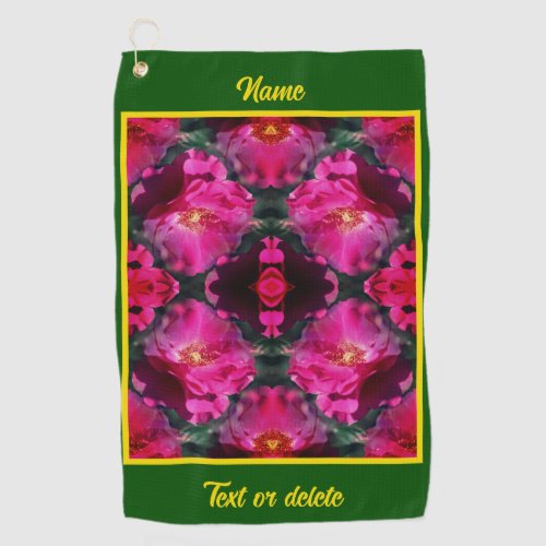 Pink Roses Floral Abstract Art Personalized Golf Towel