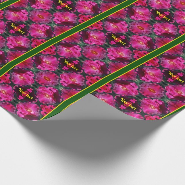 Pink Roses Floral Abstract Art Personalized       Wrapping Paper (Corner)