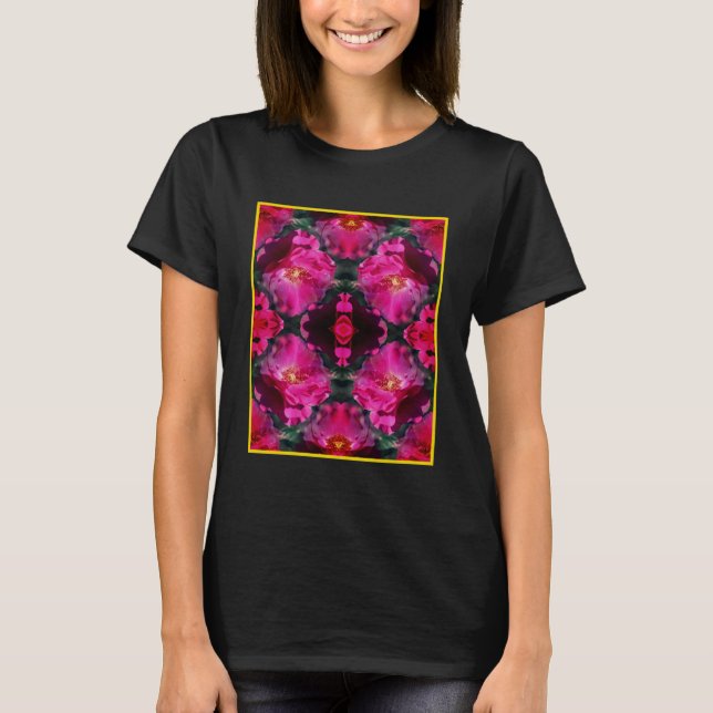 Pink Roses Floral Abstract Art        T-Shirt (Front)
