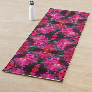 Pink Roses Floral Abstract Art Yoga Mat