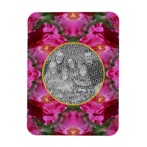 Pink Roses Floral Abstract Frame Add Your Photo    Magnet