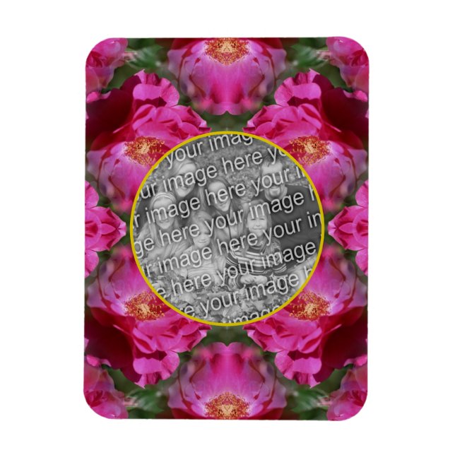 Pink Roses Floral Abstract Frame Add Your Photo    Magnet (Vertical)