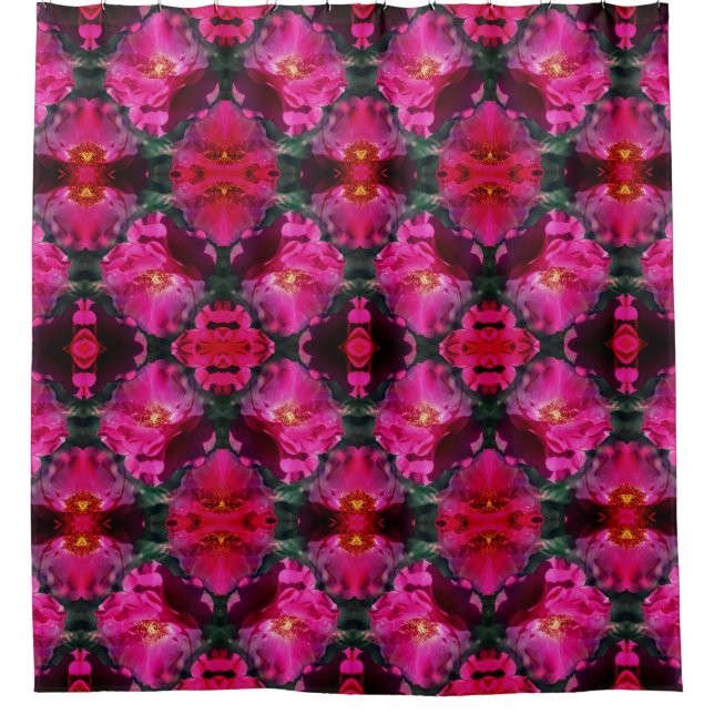 Pink Roses Floral Art Pattern Shower Curtain (Front)