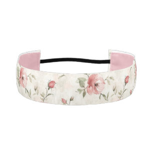Pink Roses Floral  Athletic Headband