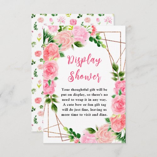 Pink Roses Floral Baby Display Shower Enclosure Card
