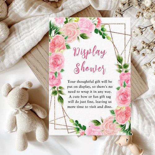 Pink Roses Floral Baby Display Shower Enclosure Card