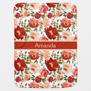 Pink Roses Floral Baby Girl Pattern Baby Blanket
