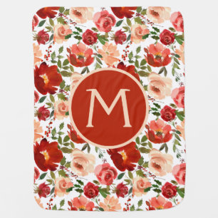 Pink Roses Floral Baby Girl Pattern Baby Blanket