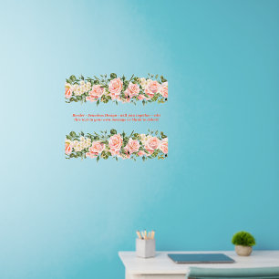 Pink Roses Floral Border Seamless Add Text 24" Wall Decal