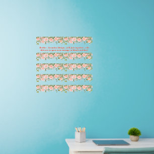 Pink Roses Floral Border Seamless Add Text 24" Wall Decal