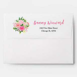 Pink Roses Floral Bridal Shower Envelope