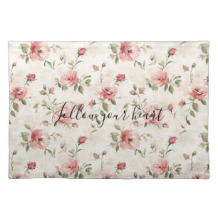Pink Roses Floral Cloth Placemat