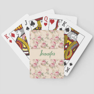 Pink Roses Floral Deck of Playing Cards Custom