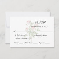 Pink Roses Floral Elegant Formal Classic Wedding RSVP Card