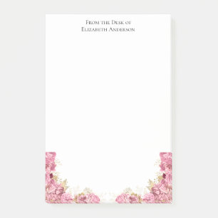 Pink Roses Floral Elegant Personalized Stationery Post-it Notes