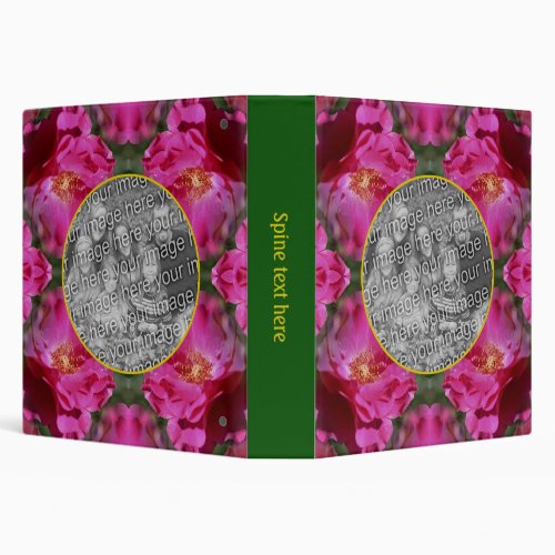 Pink Roses Floral Frame Add Your Own Photo    3 Ring Binder