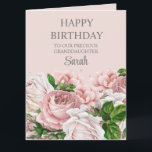 Pink Roses Floral Glitter Sweet 16 Grandparents Card<br><div class="desc">Elegant vintage botanical blush pink watercolor roses and green leaves on pink Sweet 16 birthday card with sparkling silver glitter.  Personalized from grandparents to their daughter on her 16th birthday. Contact me for assistance with your customizations or to request additional matching or coordinating Zazzle products.</div>