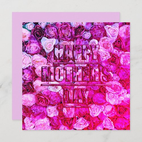 Pink Roses Floral Happy Mothers Day Note Card