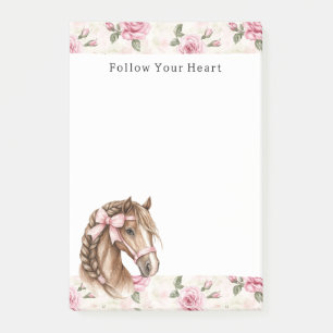 Pink Roses Floral Horse Bow Quote Post-it Notes