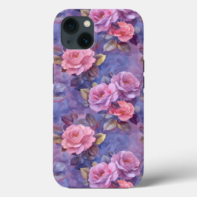 Pink Roses Floral iPhone Case Cover Flowers (Back)