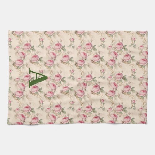 Pink Roses Floral Kitchen Towels