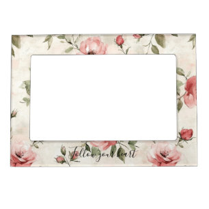 Pink Roses Floral Magnetic Frame
