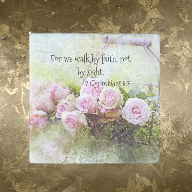 Pink Roses Floral Marble Magnet Faith Scripture (Creator Uploaded)
