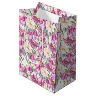 Pink Roses Floral Medium Gift Bag