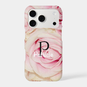 Pink Roses Floral Monogram Name iPhone 17 Pro Case