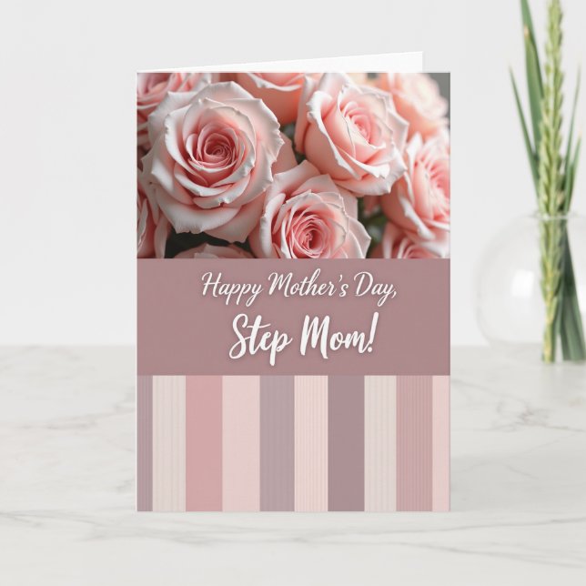 Pink Roses Floral Mothers Day Card (Front)