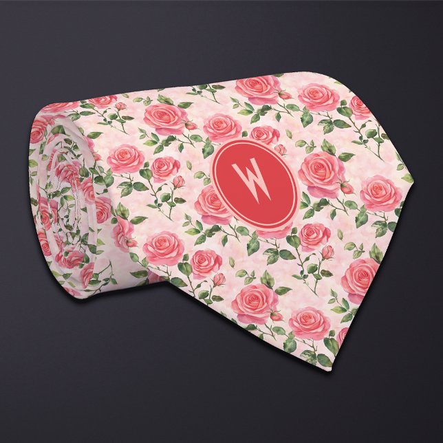 Pink Roses Floral  Neck Tie (Creator Uploaded)