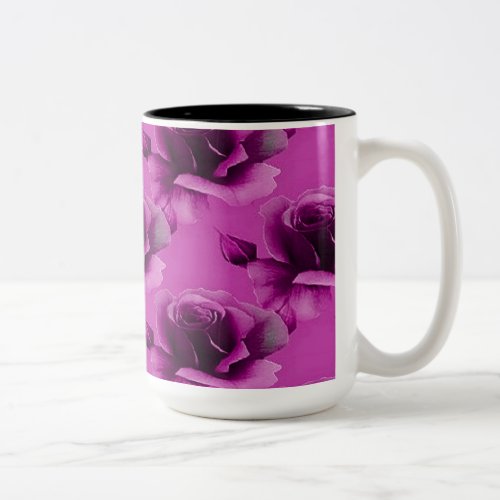 Pink Roses Floral Pattern Coffee Mug