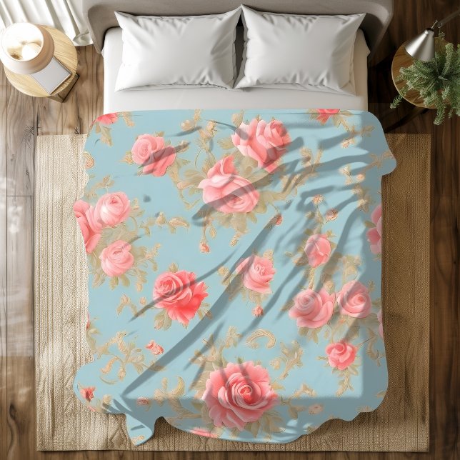 Pink Roses Floral Pattern Duvet Cover (Creator Uploaded)