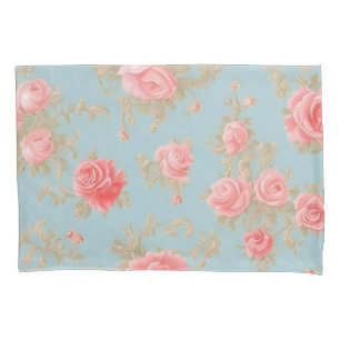 Pink Roses Floral Pattern Pillow Case