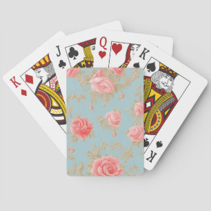 Pink Roses Floral Pattern Poker Cards