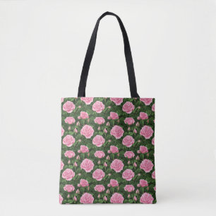 Pink Roses Floral Pattern Tote Bag