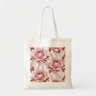 Pink Roses Floral Pattern Tote Bag