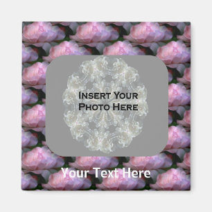 Pink Roses Floral Photo Magnet
