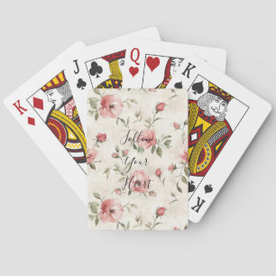 Pink Roses Floral Poker Cards