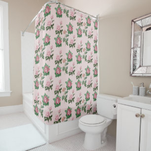Pink Roses Floral Shabby Chic Cottage core Shower Curtain