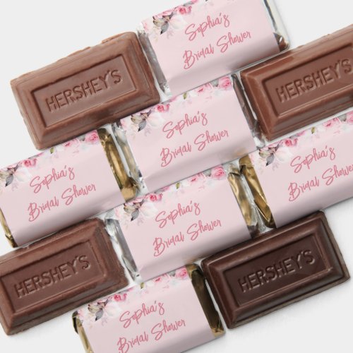 Pink Roses Floral Shower Favors Mini Hershey Bars