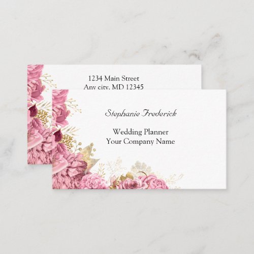 Pink Roses Floral Small Business  Business Card