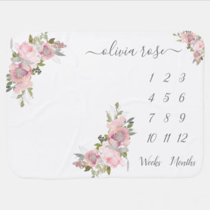 Pink Roses Floral Spring Flowers Cute Baby Girl Blanket