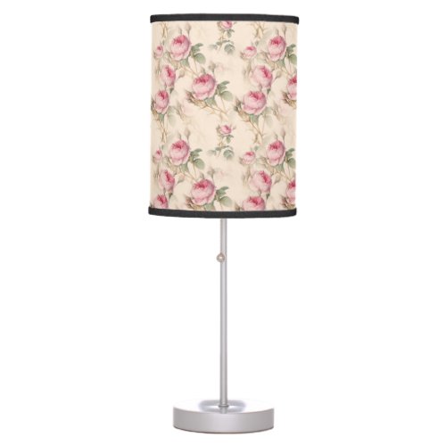 Pink Roses Floral Table Lamp Home Decor