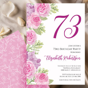 Pink Roses Floral Template 73rd Birthday